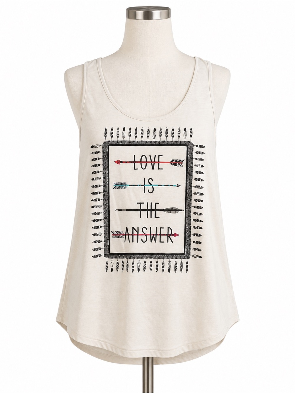 Self Esteem Love Is the Answer Graphic Tank Top | Size Large | Boho Sleeveless